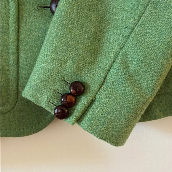 Vintage J Crew Scotland Wool Robert Noble Green Button Blazer Women’s 6 Small